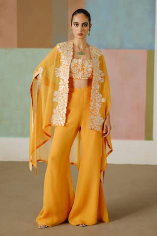 Mishru Avi Embroidered Cape Pant Set 