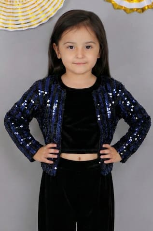 Lil Drama Velvet Sequin Striped Jacket 