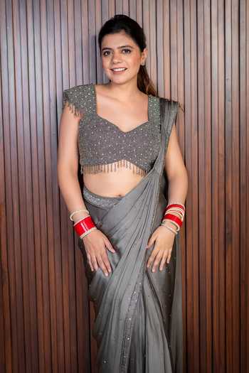 Ritika Verma Sahar Embellished Pre-Draped Saree With Blouse 