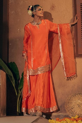 Prahnaaya Mangala Embroidered Kurta Sharara Set 