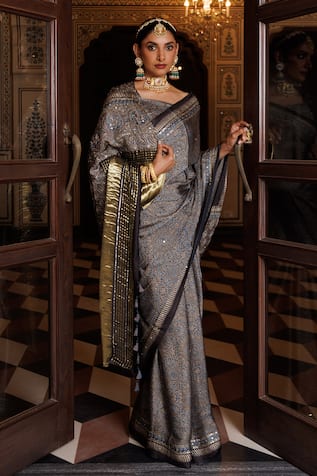 Geroo Jaipur Woven Saree With Unstitched Blouse Piece 