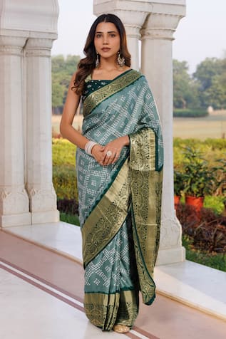 Geroo Jaipur Woven Saree With Unstitched Blouse Piece 
