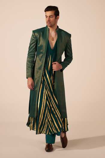 Jyoti Sachdev Iyer Striped Sherwani Trouser Set 