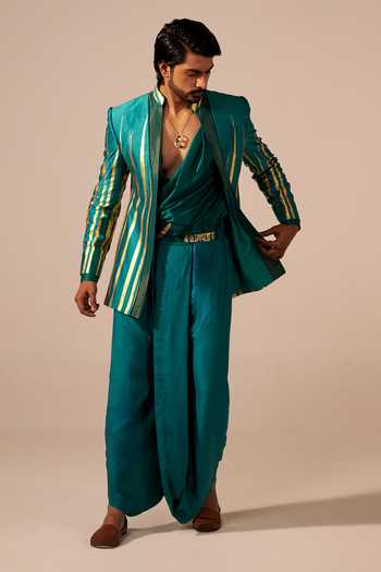 Jyoti Sachdev Iyer Striped Jacket & Dhoti Pant Set 