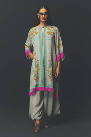 Basil Leaf Printed Kurta & Dhoti Pant Set 