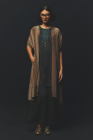 Basil Leaf Printed Cape Kurta Set 