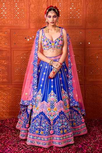Rajbinder Chahal Mirror & Applique Embroidered Lehenga Set 