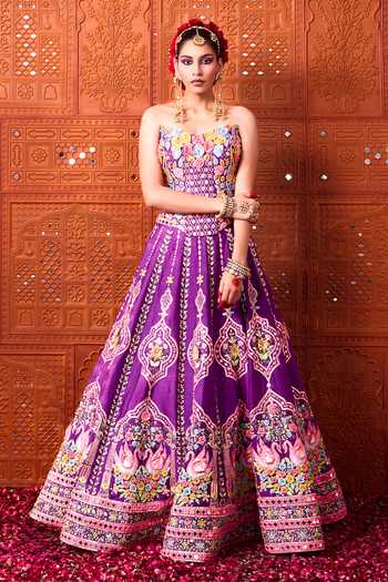 Rajbinder Chahal Mirror & Applique Embroidered Lehenga Set 