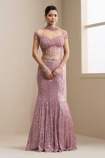 Chaashni By Maansi And Ketan Pearl Embellished Lehenga Set 