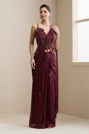 Chaashni By Maansi And Ketan Pre-Draped Saree With Embellished Corset 
