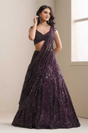 Chaashni By Maansi And Ketan Embellished Draped Lehenga & Blouse Set 