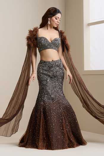 Chaashni By Maansi And Ketan Ombre Embroidered Lehenga & Blouse Set 