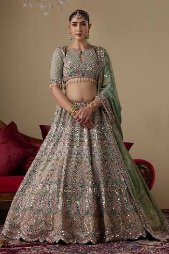 Chaashni By Maansi And Ketan Thread Embellished Bridal Lehenga Set 