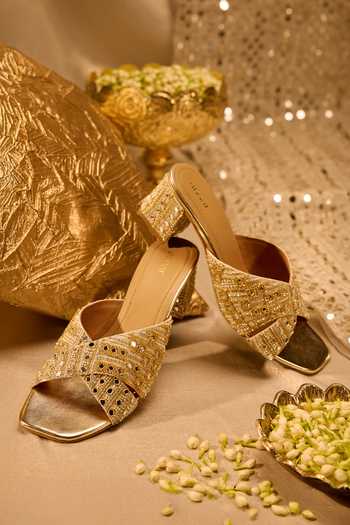 Anaar Wabi Sabi Zari Mirror Embellished Heels 
