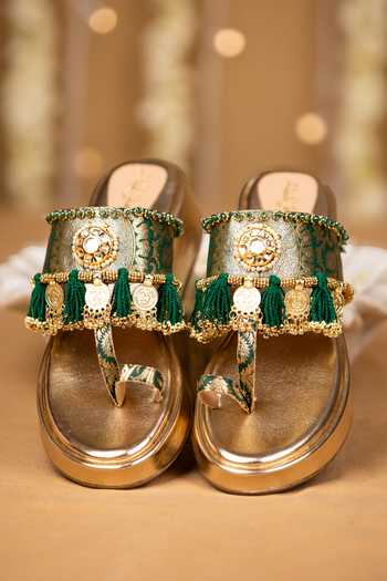 5elements Elisha Brocade Mirror & Coin Embellished Wedges 