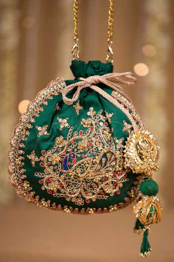 5elements Ruvika Embroidered Peacock Potli Bag 