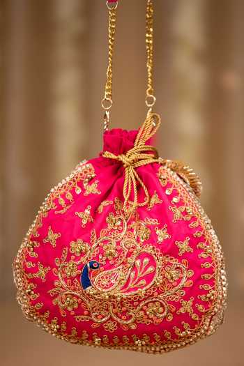 5elements Ruvika Peacock Embroidered Potli Bag  