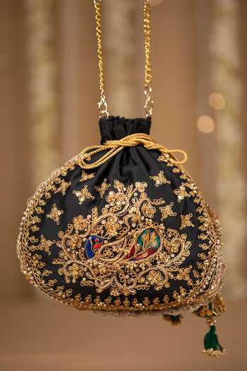 5elements Ruvika Peacock Embroidered Potli Bag 