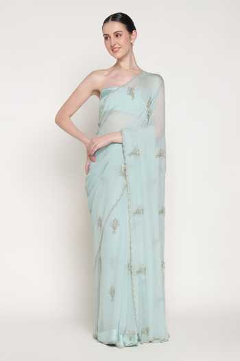 Summer By Priyanka Gupta Girl Bow Embroidered Saree With Blouse 