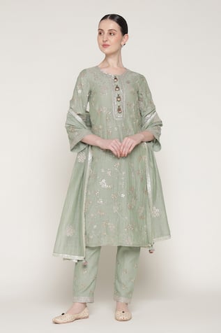 Summer By Priyanka Gupta Vrinda Gota Jaal Work Kurta Set 