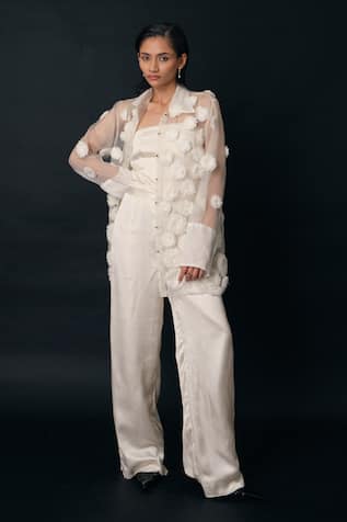 The Right Cut Pearl Embellished Organza Shirt 