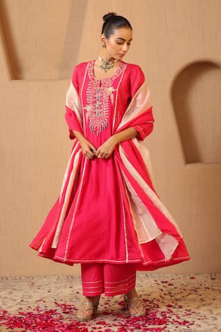 Nero India Chanderi Stripe Organza Dupatta 