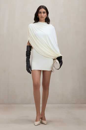 Deme By Gabriella Judith Draped Cowl Neck Mini Dress 
