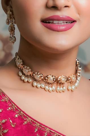 Queens Jewels Ahalya Jadau Choker & Earrings Set 