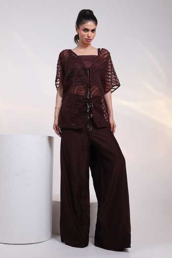 Smriti By Anju Agarwal Synora Sheer Overlay & Trouser Set 