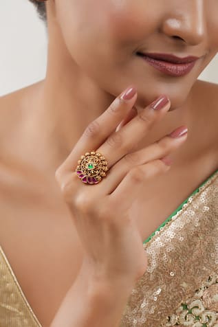 SMARS JEWELRY Stone Embellished Antique Adjustable Ring 