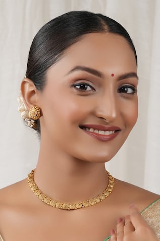 SMARS JEWELRY Antique Carved Choker & Stud Earrings Set 