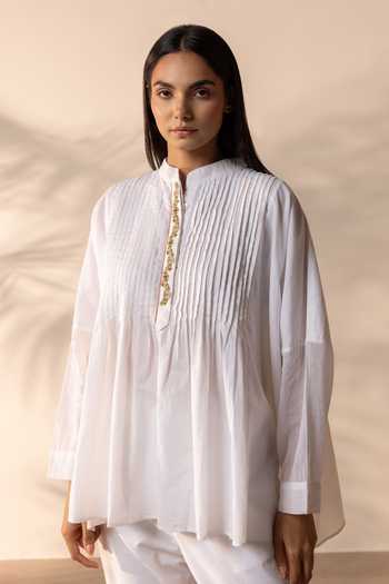 OurDve Drizzle Pintucked Top 