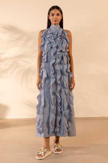 OurDve Sunny Side Cascading Ruffled Dress 