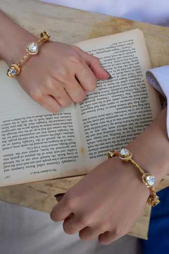 Prestones Polki Textured Gold Bangles 