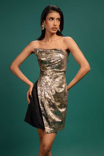 Style Junkiie Ebony Metal Satin Corset Dress 