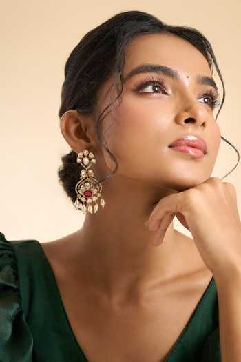 Nazaakat By Samara Singh Embellished Floral Earrings 