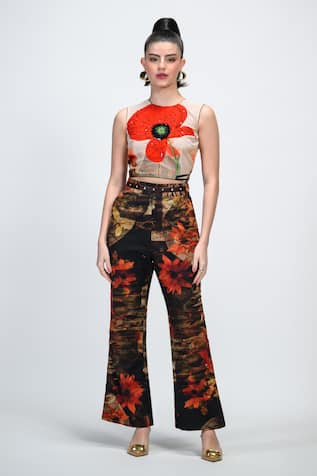 The Dramebaaz CO Espresso Crop Top & High-Waisted Trouser Set 