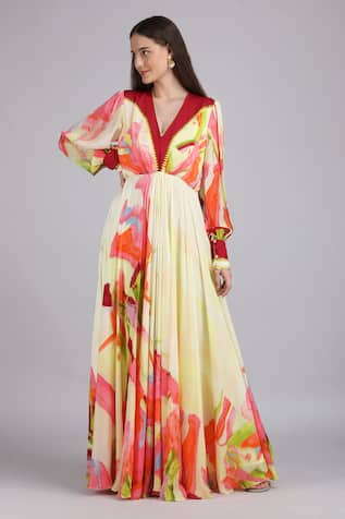 Mandira Wirk Linear Lime Summer Placement Dress 