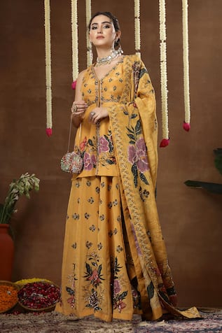 Miku Kumar Celosia Printed Peplum Kurta Set 
