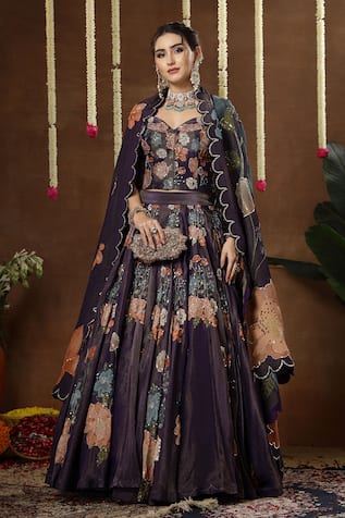 Miku Kumar Lilya Floral Embroidered Lehenga Set 
