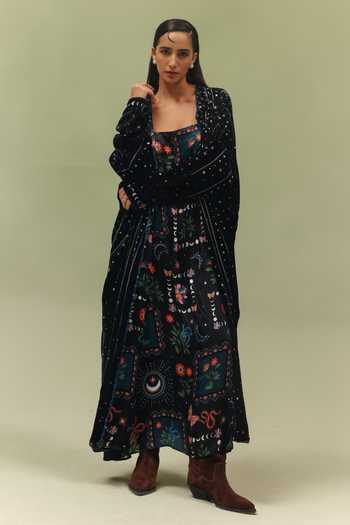NOIB Demi Garden Dancers Print Poncho Jacket 