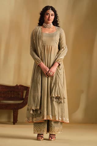 Almaari By Pooja Patel Arya Silk Anarkali Pant Set 