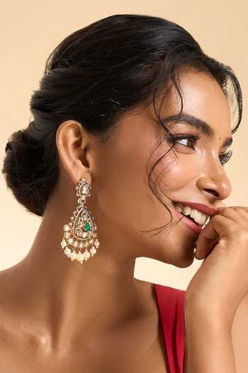 Nazaakat By Samara Singh Stone Embellished Dangler Earrings 