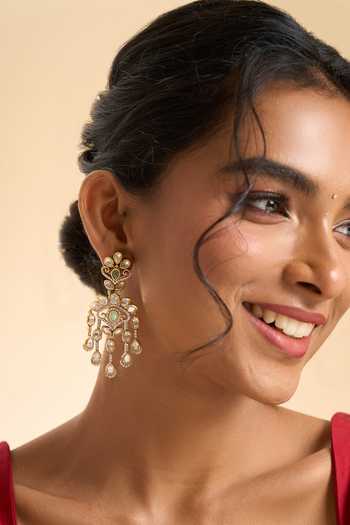 Nazaakat By Samara Singh Tassel Drop Embellished Earrings 