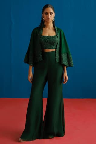 Mishru Kalie Embroidered Cape Pant Set 