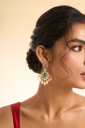 Nazaakat By Samara Singh Dangling Stone Drop Earrings 