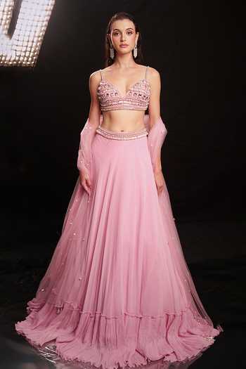 Anshika Tak Label Mirror & Pearl Embellished Lehenga Set 