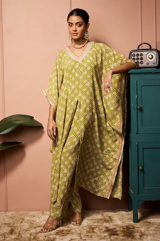 Neha Mehra Printed Kaftan & Pant Set 