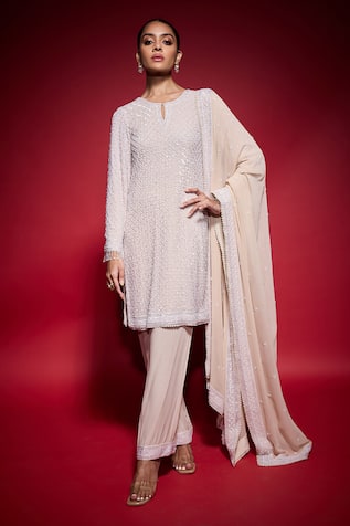 Neha Mehra Sequins Embroidered Kurta Pant Set 