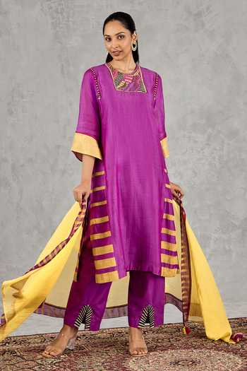 Shivani Bhargava Chanderi Block Print Kurta Set 